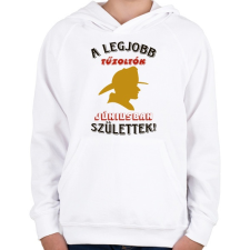 PRINTFASHION Tűzoltó szülinapja június - Gyerek kapucnis pulóver - Fehér gyerek pulóver, kardigán