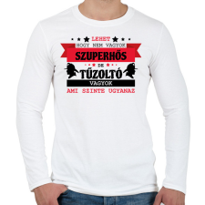 PRINTFASHION Tűzoltó szuperhős - Férfi hosszú ujjú póló - Fehér férfi póló