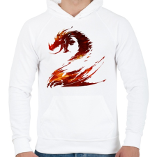 PRINTFASHION Tűzsárkány - Férfi kapucnis pulóver - Fehér férfi pulóver, kardigán