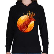 PRINTFASHION Tűzszarvas - Női kapucnis pulóver - Fekete női pulóver, kardigán