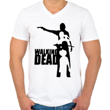 PRINTFASHION TWD sziluett - Férfi V-nyakú póló - Fehér férfi póló