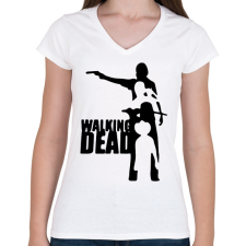 PRINTFASHION TWD sziluett - Női V-nyakú póló - Fehér női póló