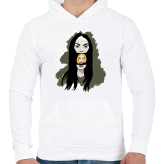 PRINTFASHION Two Face - Férfi kapucnis pulóver - Fehér