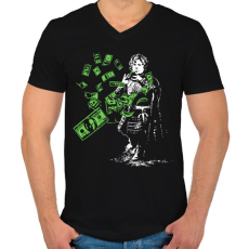 PRINTFASHION Tyrion pénzeső - Férfi V-nyakú póló - Fekete