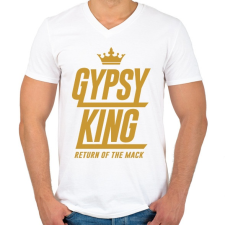 PRINTFASHION Tyson Fury - Férfi V-nyakú póló - Fehér férfi póló