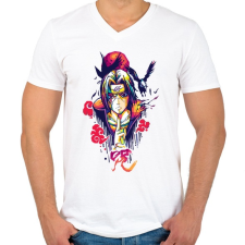 PRINTFASHION uchiha itachii - Férfi V-nyakú póló - Fehér férfi póló