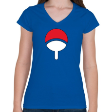 PRINTFASHION Uchiha jel - Női V-nyakú póló - Királykék
