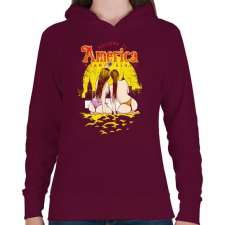 PRINTFASHION Üdv Amerikában - Női kapucnis pulóver - Bordó női pulóver, kardigán
