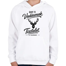 PRINTFASHION Üdv vadász - Gyerek kapucnis pulóver - Fehér gyerek pulóver, kardigán