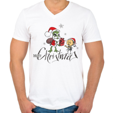 PRINTFASHION ufo karácsony - Férfi V-nyakú póló - Fehér férfi póló