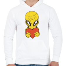 PRINTFASHION UFO love me - Férfi kapucnis pulóver - Fehér férfi pulóver, kardigán