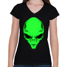 PRINTFASHION ufo - Női V-nyakú póló - Fekete női póló
