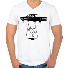 PRINTFASHION Ufó rablás - Férfi V-nyakú póló - Fehér