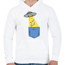 PRINTFASHION Ufós zsebminta - Férfi kapucnis pulóver - Fehér