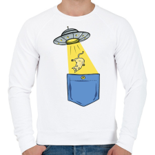 PRINTFASHION Ufós zsebminta - Férfi pulóver - Fehér férfi pulóver, kardigán