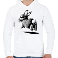 PRINTFASHION Ugró nyúl / cuki nyuszi rajz - Férfi kapucnis pulóver - Fehér