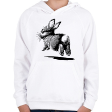 PRINTFASHION Ugró nyúl / cuki nyuszi rajz - Gyerek kapucnis pulóver - Fehér gyerek pulóver, kardigán