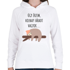 PRINTFASHION Úgy érzem, holnap fáradt vagyok - Női kapucnis pulóver - Fehér női pulóver, kardigán