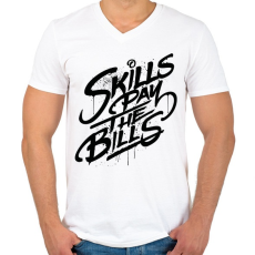 PRINTFASHION Ügyességi játék a számlákkal - Férfi V-nyakú póló - Fehér