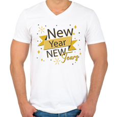 PRINTFASHION Új év, új könnyek - Férfi V-nyakú póló - Fehér