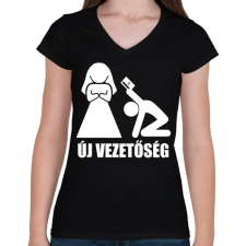 PRINTFASHION Új vezetőség - Női V-nyakú póló - Fekete női póló