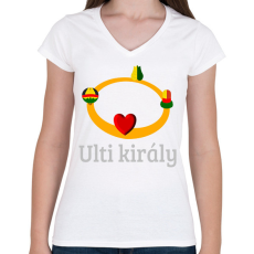 PRINTFASHION Ulti király - Női V-nyakú póló - Fehér