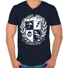 PRINTFASHION Umbrella academy shield invert - Férfi V-nyakú póló - Sötétkék férfi póló
