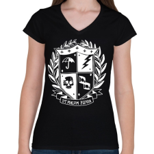 PRINTFASHION Umbrella academy shield invert - Női V-nyakú póló - Fekete női póló