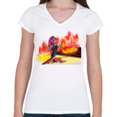 PRINTFASHION Undyne konyhája - Női V-nyakú póló - Fehér