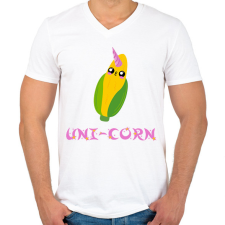 PRINTFASHION Uni-Corn - Férfi V-nyakú póló - Fehér férfi póló
