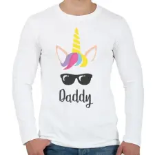 PRINTFASHION Unicorn Daddy - Férfi hosszú ujjú póló - Fehér férfi póló