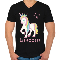 PRINTFASHION unicorn - Férfi V-nyakú póló - Fekete