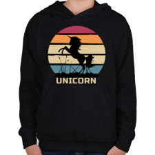 PRINTFASHION Unicorn - Gyerek kapucnis pulóver - Fekete gyerek pulóver, kardigán