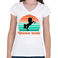 PRINTFASHION Unicorn inside - Női V-nyakú póló - Fehér
