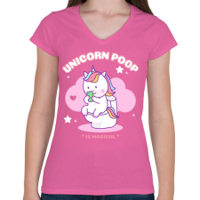PRINTFASHION UNICORN POOP - Női V-nyakú póló - Rózsaszín női póló