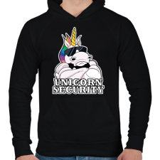 PRINTFASHION Unicorn security - Férfi kapucnis pulóver - Fekete férfi pulóver, kardigán