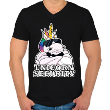PRINTFASHION Unicorn security - Férfi V-nyakú póló - Fekete férfi póló