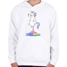 PRINTFASHION Unicornis fart RAINBOW - Gyerek kapucnis pulóver - Fehér gyerek pulóver, kardigán