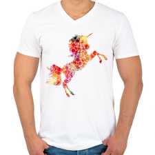 PRINTFASHION unicornis - Férfi V-nyakú póló - Fehér férfi póló