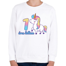 PRINTFASHION Unikornis: 1 éves lettem - Gyerek pulóver - Fehér gyerek pulóver, kardigán