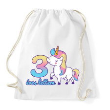 PRINTFASHION Unikornis: 3 éves lettem - Sportzsák, Tornazsák - Fehér tornazsák