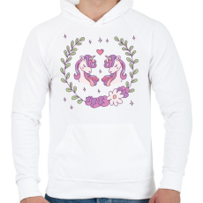 PRINTFASHION Unikornis barátság - Férfi kapucnis pulóver - Fehér