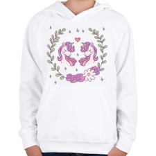 PRINTFASHION Unikornis barátság - Gyerek kapucnis pulóver - Fehér gyerek pulóver, kardigán