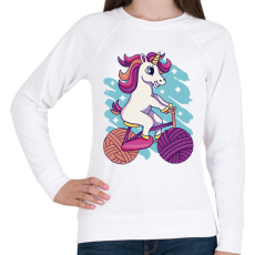 PRINTFASHION Unikornis biciklin - Női pulóver - Fehér