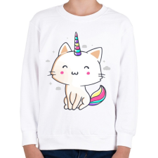 PRINTFASHION Unikornis cica - Gyerek pulóver - Fehér gyerek pulóver, kardigán