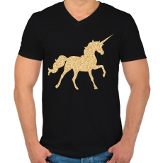 PRINTFASHION Unikornis csillogás - Férfi V-nyakú póló - Fekete