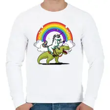 PRINTFASHION Unikornis - Dínó - Férfi pulóver - Fehér férfi pulóver, kardigán