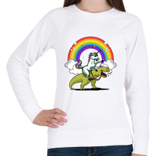 PRINTFASHION Unikornis - Dínó - Női pulóver - Fehér női pulóver, kardigán