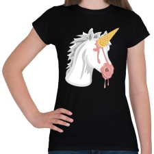 PRINTFASHION Unikornis fagyi - Női póló - Fekete női póló