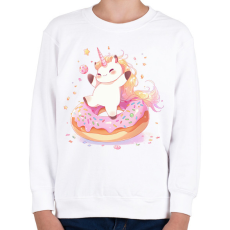 PRINTFASHION Unikornis fánkon - Gyerek pulóver - Fehér